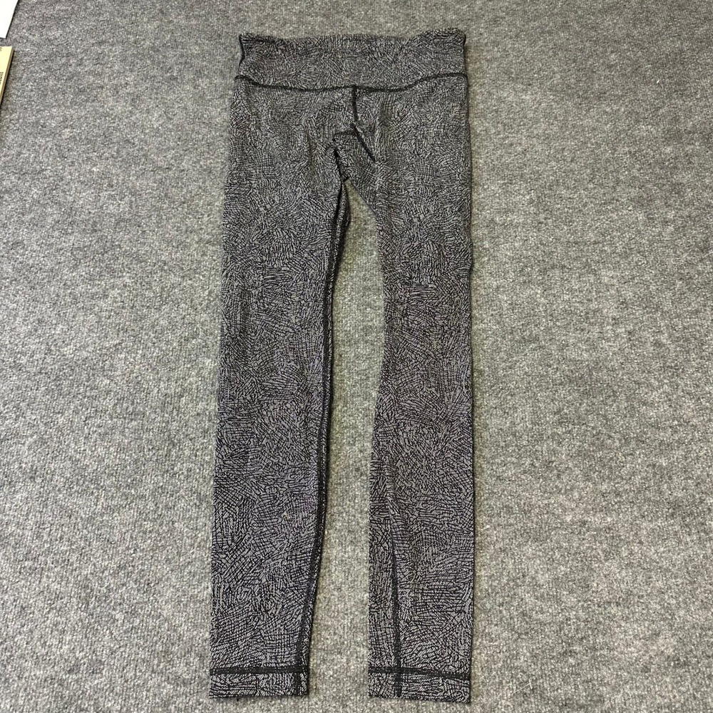 Lululemon Leggings Womens Size 8 Black White Scribble Print High Rise Athletic
